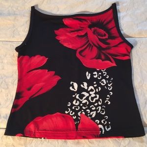 Black top with red flowers